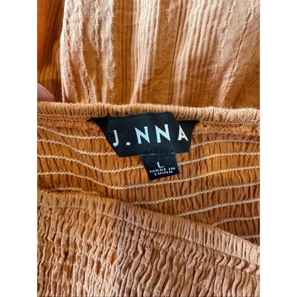 J.NNA Orange Smocked Cotton Ruffle Mini Sun Dress - Picture 6 of 7